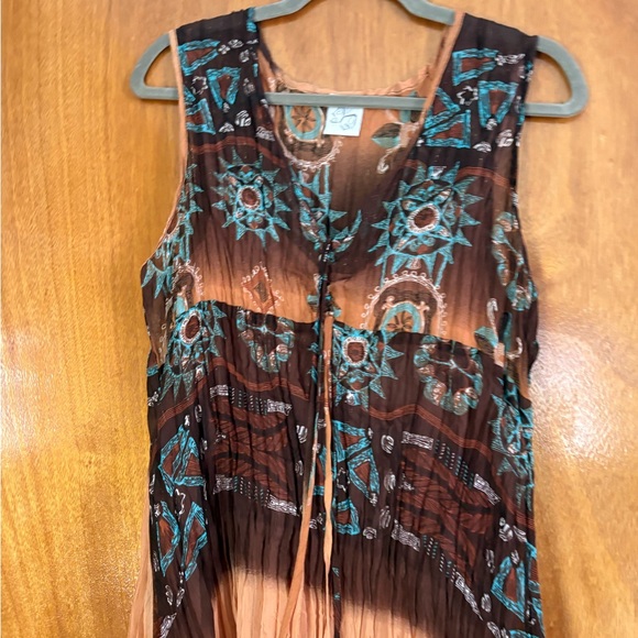 Tops - Bohemian Sleeveless Top with Turquoise Accents